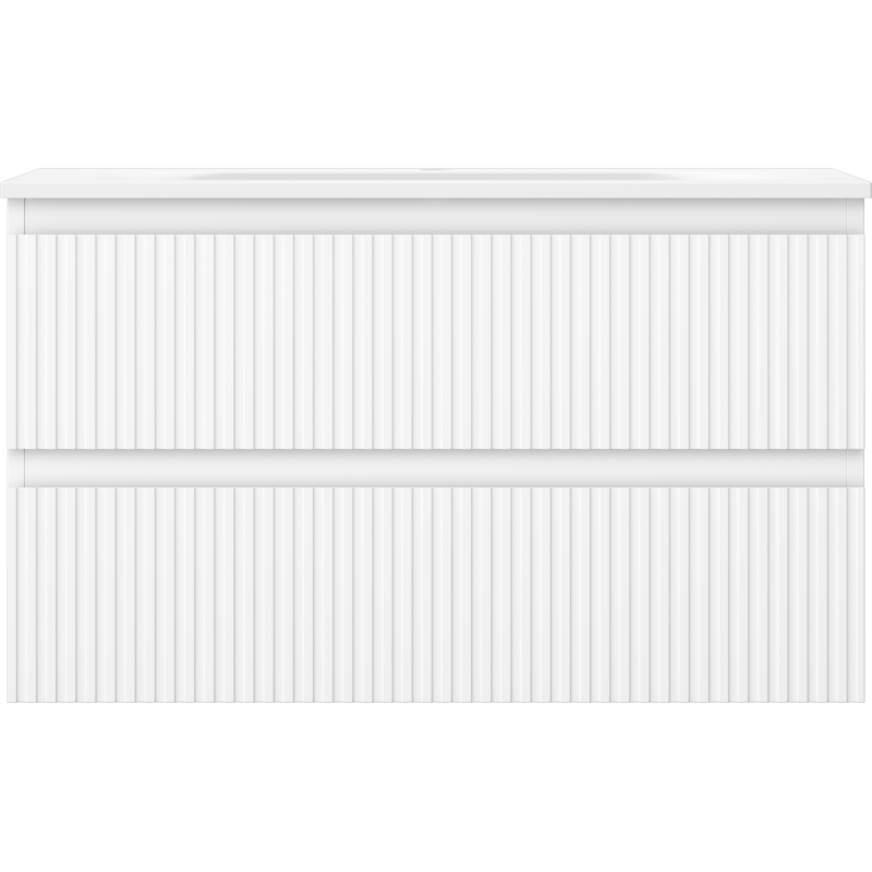 Mexen Rivel meuble de salle de bains 80 cm avec lavabo Vela, 2 tiroirs, rainuré, blanc mat - 91A20-08047-2-BFF01-W23M01