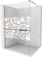 Mexen Kioto+ parete doccia con mensola Walk-in 100 x 200 cm, motivo bianco, oro rosa - 800-100-121-60-85