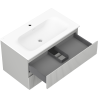 Mexen Rivel meuble de salle de bain 80 cm avec lavabo Vela, 2 tiroirs, rainuré, gris mat/blanc mat - 91A20-08047-2-BFF62-W23M01