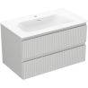 Mexen Rivel bathroom cabinet 80 cm with Vela sink, 2 drawers, grooved, gray matte/white matte - 91A20-08047-2-BFF62-W23M01