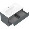 Mexen Rivel armoire de salle de bains 80 cm avec lavabo Vela, 2 tiroirs, rainurée, graphite mat/blanc mat -
