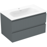 Mexen Rivel Badezimmerschrank 80 cm mit Waschbecken Vela, 2 Schubladen, geriffelt, Graphit matt/Weiß matt -