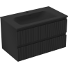 Mexen Rivel badkamerkast 80 cm met wastafel Vela, 2 lades, geribbeld, zwart mat - 91A20-08047-2-BFF71-W23M71