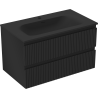 Mexen Rivel Badschrank 80 cm mit Waschbecken Vela, 2 Schubladen, geriffelt, schwarz matt - 91A20-08047-2-BFF71-W23M71