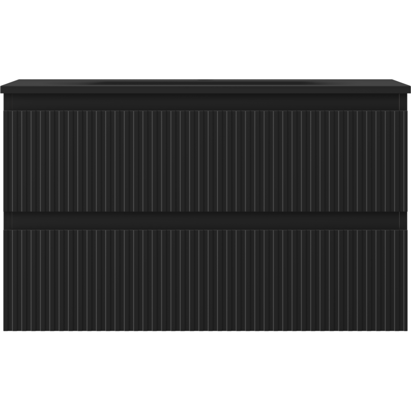 Mexen Rivel badkamerkast 80 cm met wastafel Vela, 2 lades, geprofileerd, zwart mat - 91A20-08047-2-BFF71-W23M71