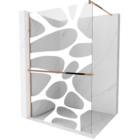 Mexen Kioto+ ścianka prysznicowa z półką Walk-in 80 x 200 cm, biała fala, różowe złoto - 800-080-121-60-97