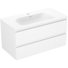 Mexen Rivel meuble de salle de bains 90 cm avec lavabo Vela, 2 tiroirs, cannelé, blanc mat - 91A20-09047-2-BFF01-W23M01