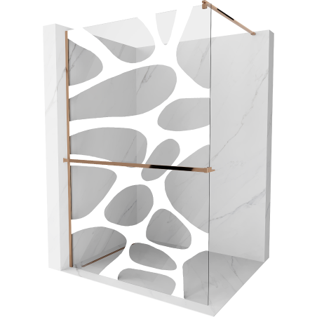 Mexen Kioto+ dušisein riiuliga Walk-in 90 x 200 cm, valge laineline, roosa kuld - 800-090-121-60-97