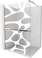 Mexen Kioto+ tuš pregrada s policom Walk-in 120 x 200 cm, bijeli val, ružičasto zlato - 800-120-121-60-97