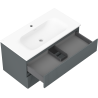 Mexen Rivel mueble de baño de 90 cm con lavabo Vela, 2 cajones, acanalado, grafito mate/blanco mate - 91A20-09047-2-BFF66-W23M0