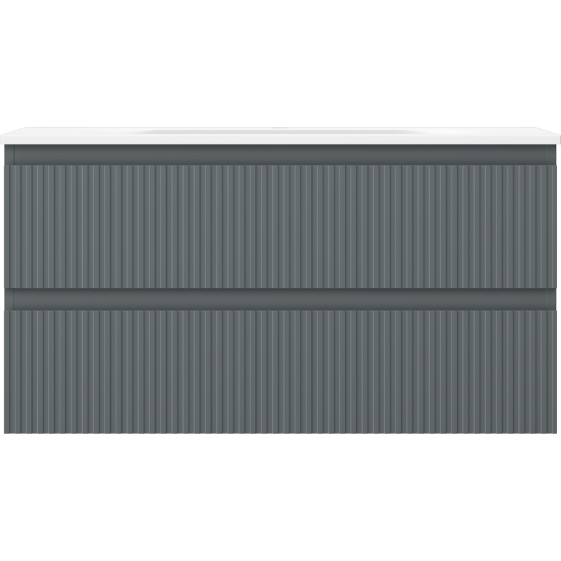 Mexen Rivel badkamerkast 90 cm met wastafel Vela, 2 lades, geribbeld, grafiet mat/wit mat - 91A20-09047-2-BFF66-W23M0