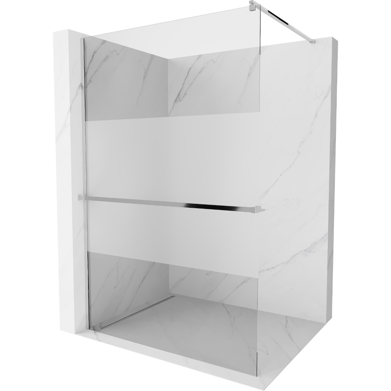 Mexen Kioto+ shower wall with shelf Walk-in 140 x 200 cm, transparent/frosted, chrome - 800-140-121-01-35