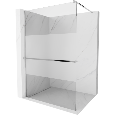 Mexen Kioto+ shower wall with shelf Walk-in 140 x 200 cm, transparent/frosted, chrome - 800-140-121-01-35