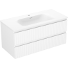 Mexen Rivel Badezimmerschrank 100 cm mit Waschbecken Vela, 2 Schubladen, geriffelt, weiß matt - 91A20-10047-2-BFF01-W23M01