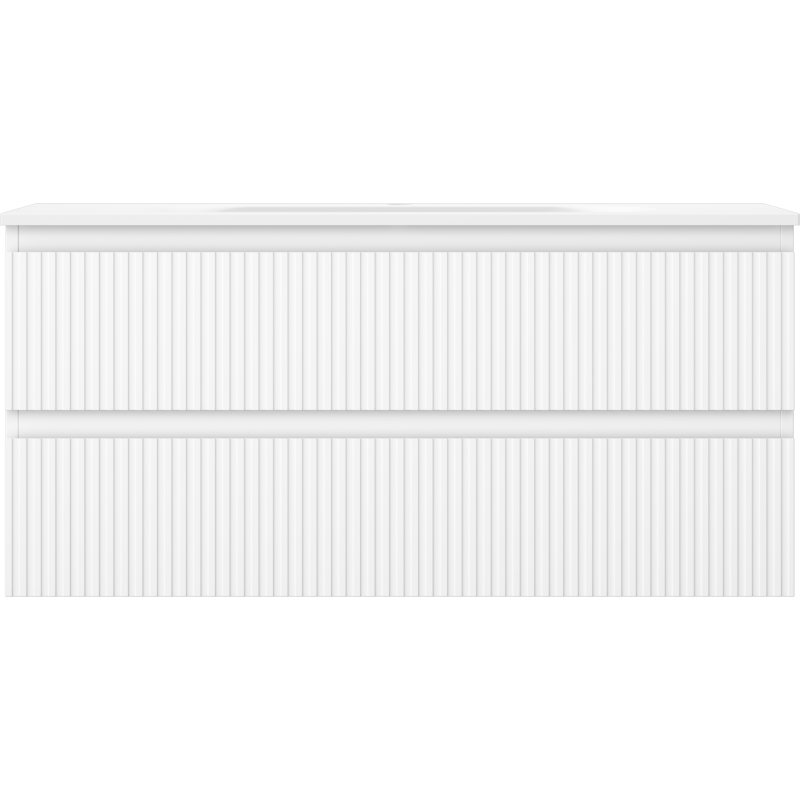 Mexen Rivel armario de baño 100 cm con lavabo Vela, 2 cajones, ranurado, blanco mate - 91A20-10047-2-BFF01-W23M01