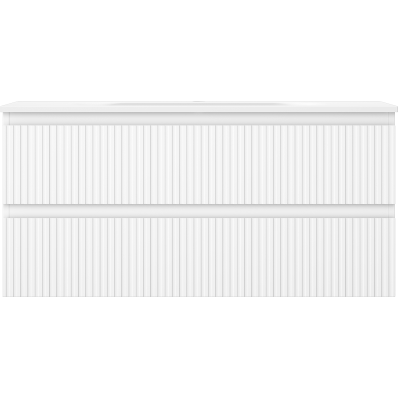 Mexen Rivel badkamerkast 100 cm met wastafel Vela, 2 laden, gegroefd, wit mat - 91A20-10047-2-BFF01-W23M01