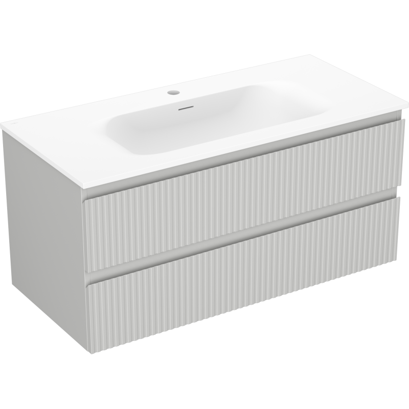 Mexen Rivel armario de baño 100 cm con lavabo Vela, 2 cajones, ranurado, gris mate/blanco mate - 91A20-10047-2-BFF62-W23M01