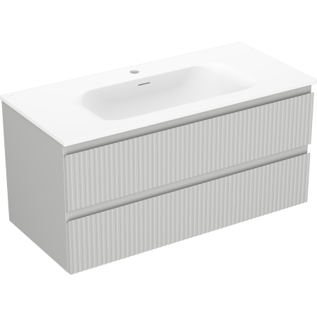 Mexen Rivel armario de baño de 100 cm con lavabo Vela, 2 cajones, acanalado, gris mate/blanco mate - 91A20-10047-2-BFF62-W23M01