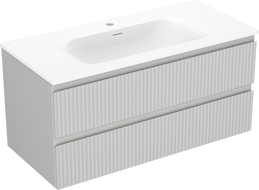 Mexen Rivel armario de baño 100 cm con lavabo Vela, 2 cajones, ranurado, gris mate/blanco mate - 91A20-10047-2-BFF62-W23M01