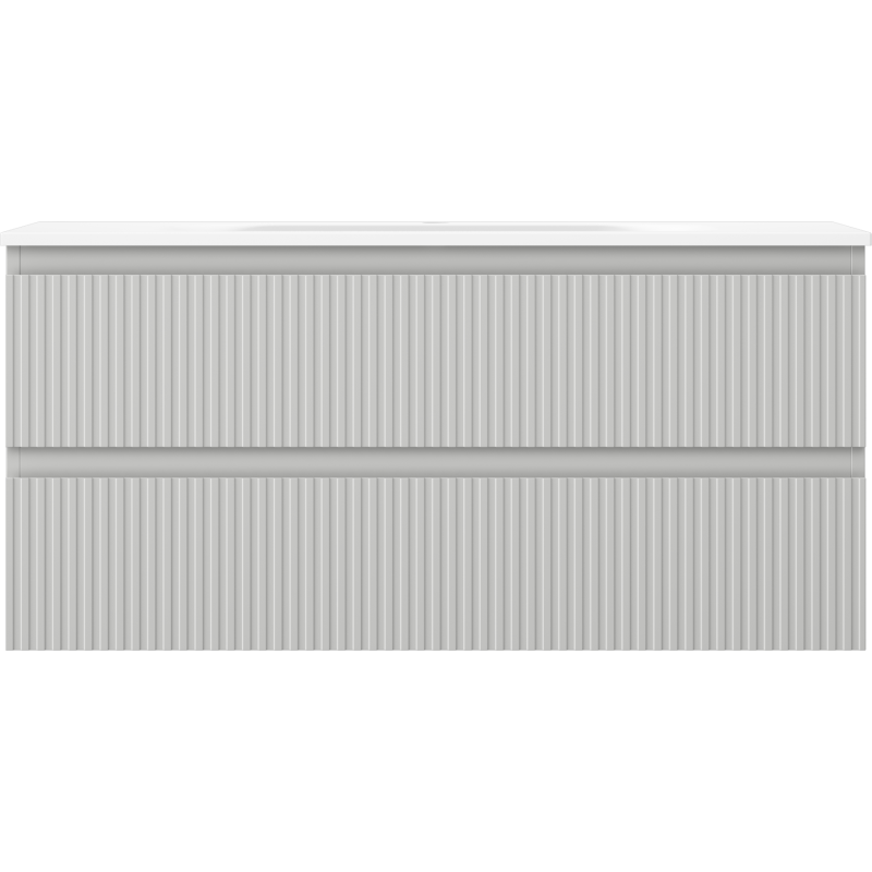 Mexen Rivel armario de baño 100 cm con lavabo Vela, 2 cajones, ranurado, gris mate/blanco mate - 91A20-10047-2-BFF62-W23M01