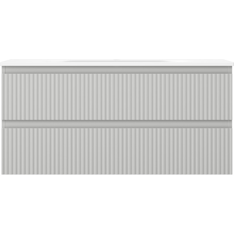 Mexen Rivel badkamerkast 100 cm met wastafel Vela, 2 lades, geribbeld, grijs mat/wit mat - 91A20-10047-2-BFF62-W23M01