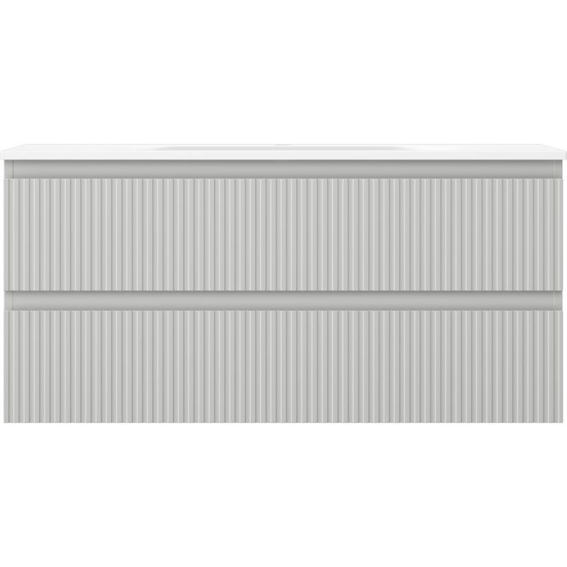 Mexen Rivel kopalniška omarica 100 cm z umivalnikom Vela, 2 predala, rebrasta, siva mat/bela mat - 91A20-10047-2-BFF62-W23M01