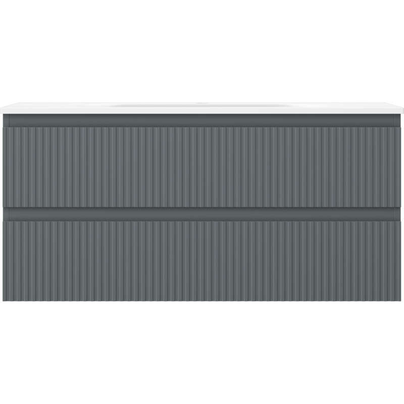 Mexen Rivel meuble de salle de bains 100 cm avec lavabo Vela, 2 tiroirs, rainuré, graphite mat/blanc mat -