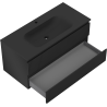 Mexen Rivel mobile da bagno 100 cm con lavabo Vela, 2 cassetti, scanalato, nero opaco - 91A20-10047-2-BFF71-W23M71