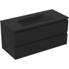 Mexen Rivel Badezimmerschrank 100 cm mit Waschbecken Vela, 2 Schubladen, geriffelt, schwarz matt - 91A20-10047-2-BFF71-W23M71