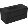 Mexen Rivel Badezimmerschrank 100 cm mit Waschbecken Vela, 2 Schubladen, gerillt, schwarz matt - 91A20-10047-2-BFF71-W23M71