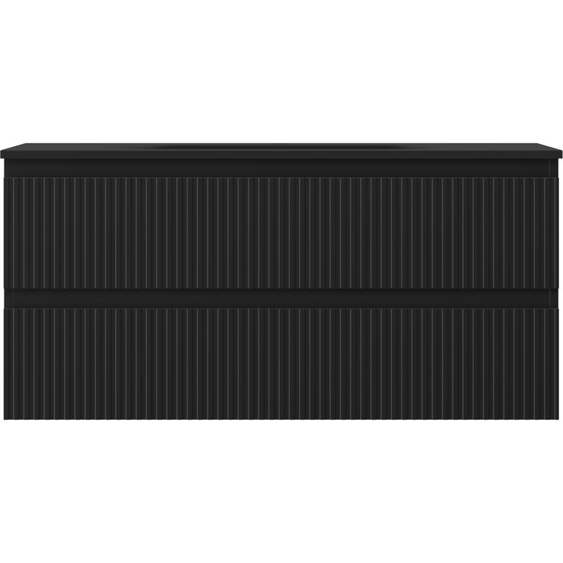 Mexen Rivel armario de baño de 100 cm con lavabo Vela, 2 cajones, acanalado, negro mate - 91A20-10047-2-BFF71-W23M71