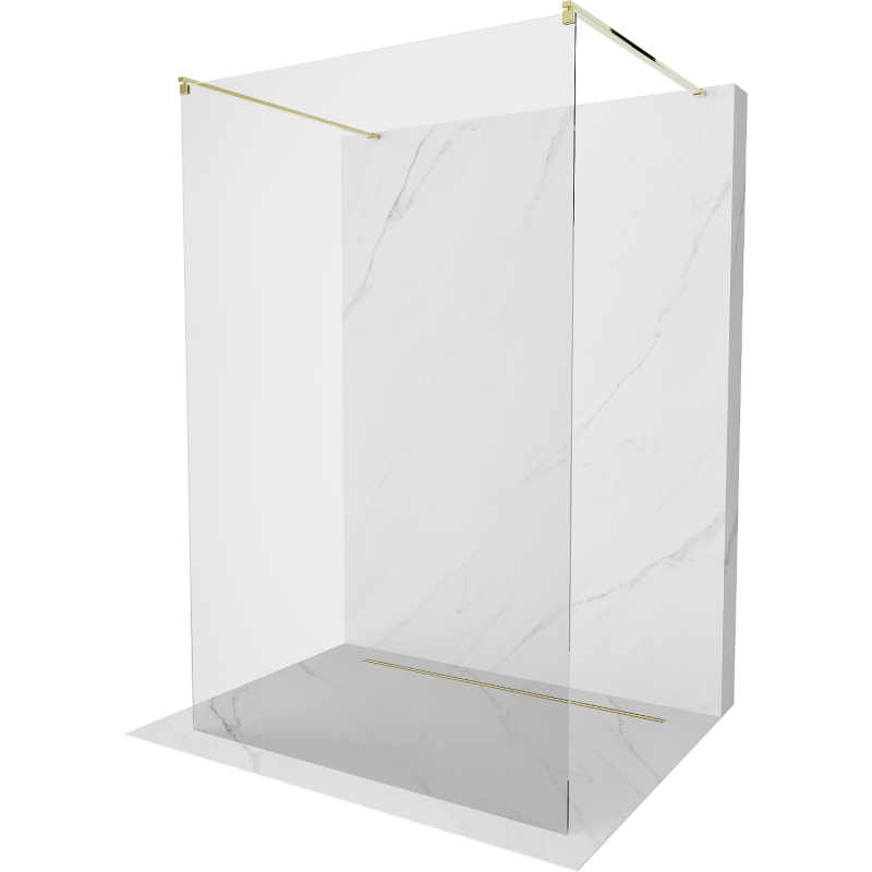 Mexen Kioto vrijstaande douchewand 100 x 200 cm, transparant 8 mm, goud - 800-100-002-50-00
