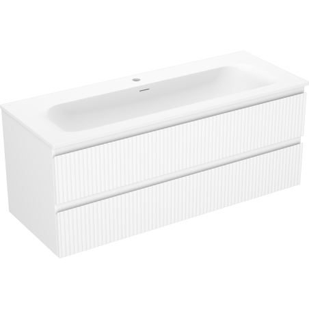 Mexen Rivel 120 cm Bathroom Cabinet with Vela Sink, 2 Drawers, Fluted, White Matte - 91A20-12047-2-BFF01-W23M01