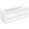 Mexen Rivel badkamerkast 120 cm met wastafel Vela, 2 lades, geribbeld, witte mat - 91A20-12047-2-BFF01-W23M01
