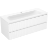 Mexen Rivel meuble de salle de bain 120 cm avec lavabo Vela, 2 tiroirs, rainuré, blanc mat - 91A20-12047-2-BFF01-W23M01