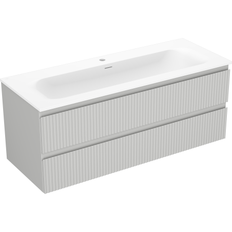 Mexen Rivel szafka łazienkowa 120 cm z umywalką Vela, 2 szuflady, ryflowana , szara mat/biała mat - 91A20-12047-2-BFF62-W23M0