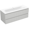 Mexen Rivel szafka łazienkowa 120 cm z umywalką Vela, 2 szuflady, ryflowana , szara mat/biała mat - 91A20-12047-2-BFF62-W23M0