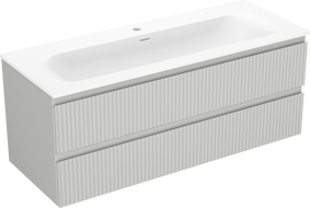 Mexen Rivel badkamerkast 120 cm met wastafel Vela, 2 laden, gegroefd, grijs mat/wit mat - 91A20-12047-2-BFF62-W23M0
