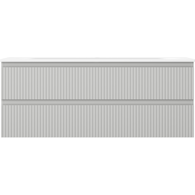 Mexen Rivel badkamerkast 120 cm met wastafel Vela, 2 lades, geribbeld, grijs mat/wit mat - 91A20-12047-2-BFF62-W23M0