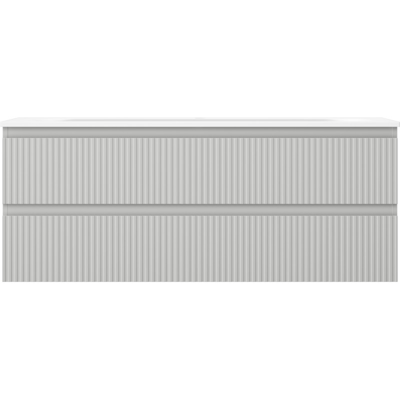 Mexen Rivel vannitoa kapp 120 cm koos valamuga Vela, 2 sahtlit, soonikuline, hall matt/valge matt - 91A20-12047-2-BFF62-W23M0