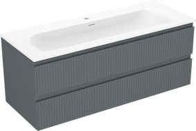 Mexen Rivel badkamerkast 120 cm met wastafel Vela, 2 laden, gegroefd, grafiet mat/wit mat - 91A20-12047-2-BFF66-W23M