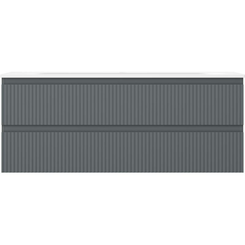 Mexen Rivel badkamerkast 120 cm met wastafel Vela, 2 laden, gegroefd, grafiet mat/wit mat - 91A20-12047-2-BFF66-W23M