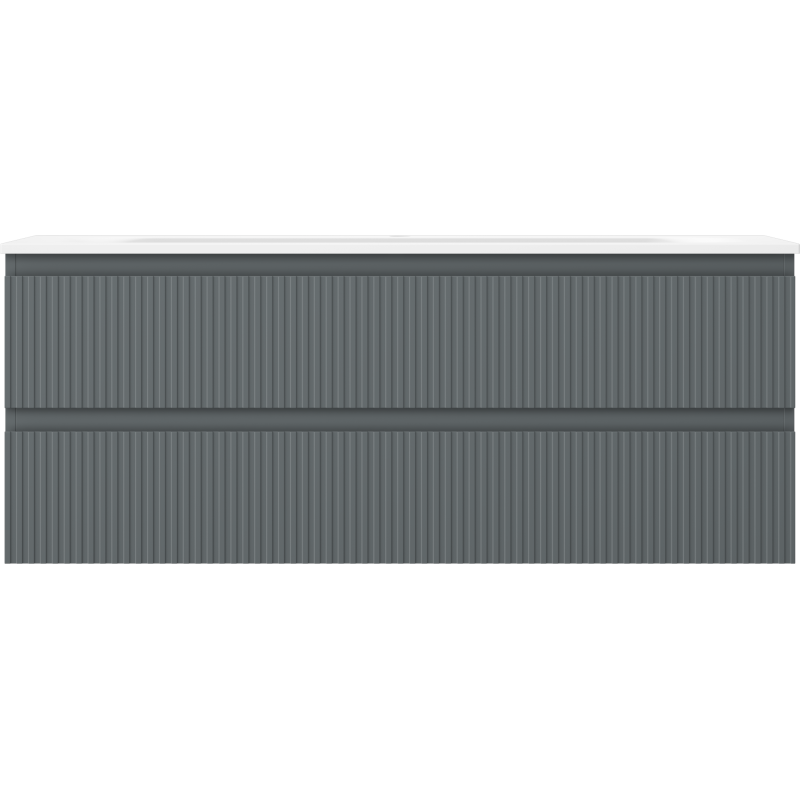 Mexen Rivel meuble de salle de bain 120 cm avec lavabo Vela, 2 tiroirs, cannelé, graphite mat/blanc mat -