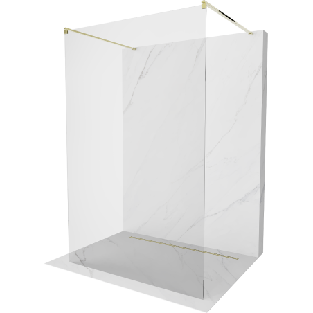 Mexen Kioto paroi de douche autoportante 130 x 200 cm, transparent 8 mm, or - 800-130-002-50-00