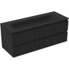 Mexen Rivel badkamerkast 120 cm met wastafel Vela, 2 laden, geribbeld, zwart mat - 91A20-12047-2-BFF71-W23M71