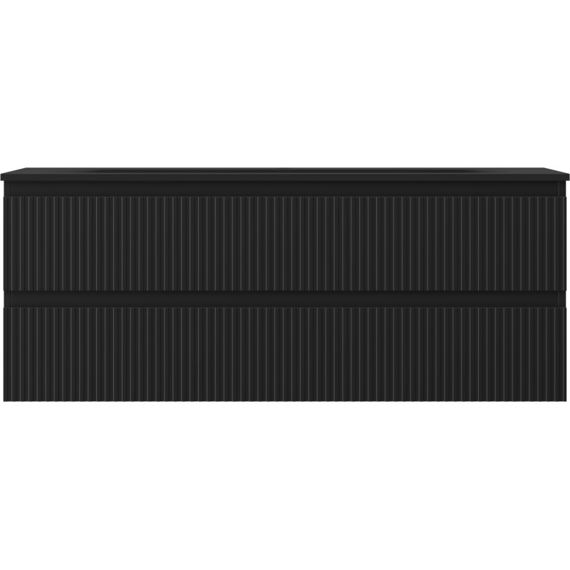 Mexen Rivel badkamerkast 120 cm met wastafel Vela, 2 laden, gegroefd, zwart mat - 91A20-12047-2-BFF71-W23M71