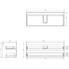 Mexen Rivel badkamerkast 120 cm met wastafel Vela, 2 laden, geribbeld, zwart mat - 91A20-12047-2-BFF71-W23M71