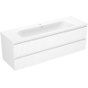 Mexen Rivel Badezimmerschrank 140 cm mit Waschbecken Vela, 2 Schubladen, geriffelt, weiß matt - 91A20-14047-2-BFF01-W23M01