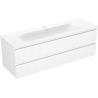 Mexen Rivel bathroom cabinet 140 cm with washbasin Vela, 2 drawers, fluted, white matte - 91A20-14047-2-BFF01-W23M01