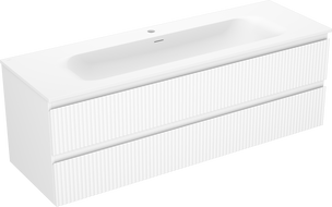 Mexen Rivel badkamerkast 140 cm met wastafel Vela, 2 laden, gegroefd, wit mat - 91A20-14047-2-BFF01-W23M01